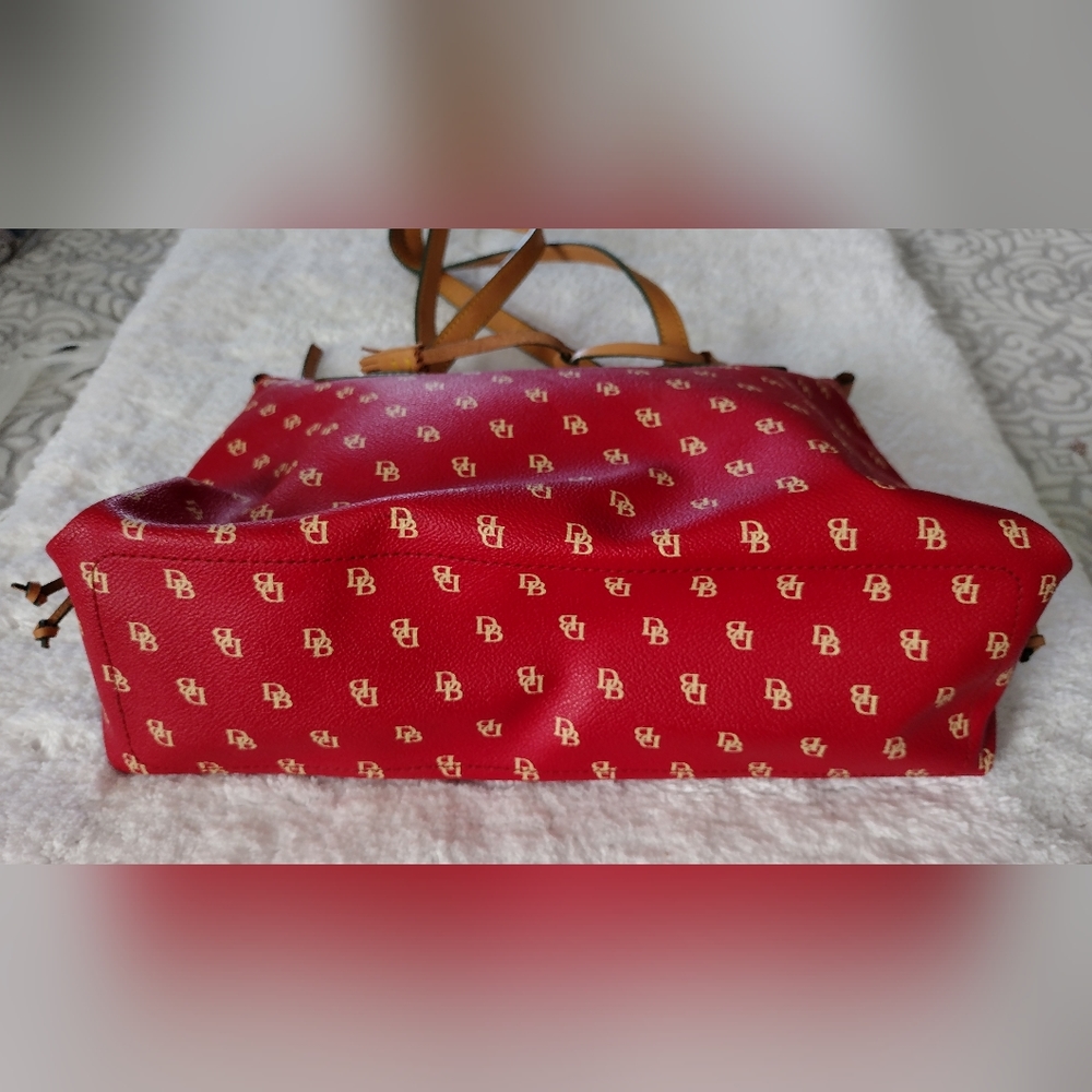 Dooney & Burke Red Signature Coated Canvas with Leather Handles and Trim. - Picture 9 of 15